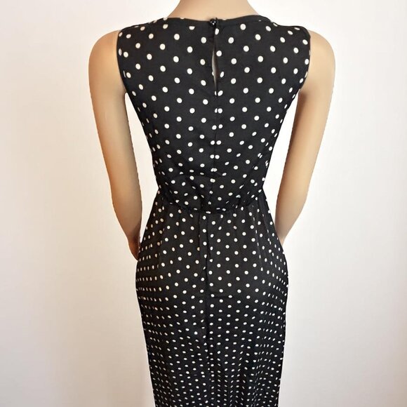 Polka Dot Print Black Maxi Dress - Picture 6 of 7